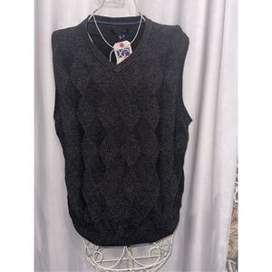 NEW WITH TAGS Saddlebred Sweater Vest Adult LARGE GRAY argyle pullover V-Neck me